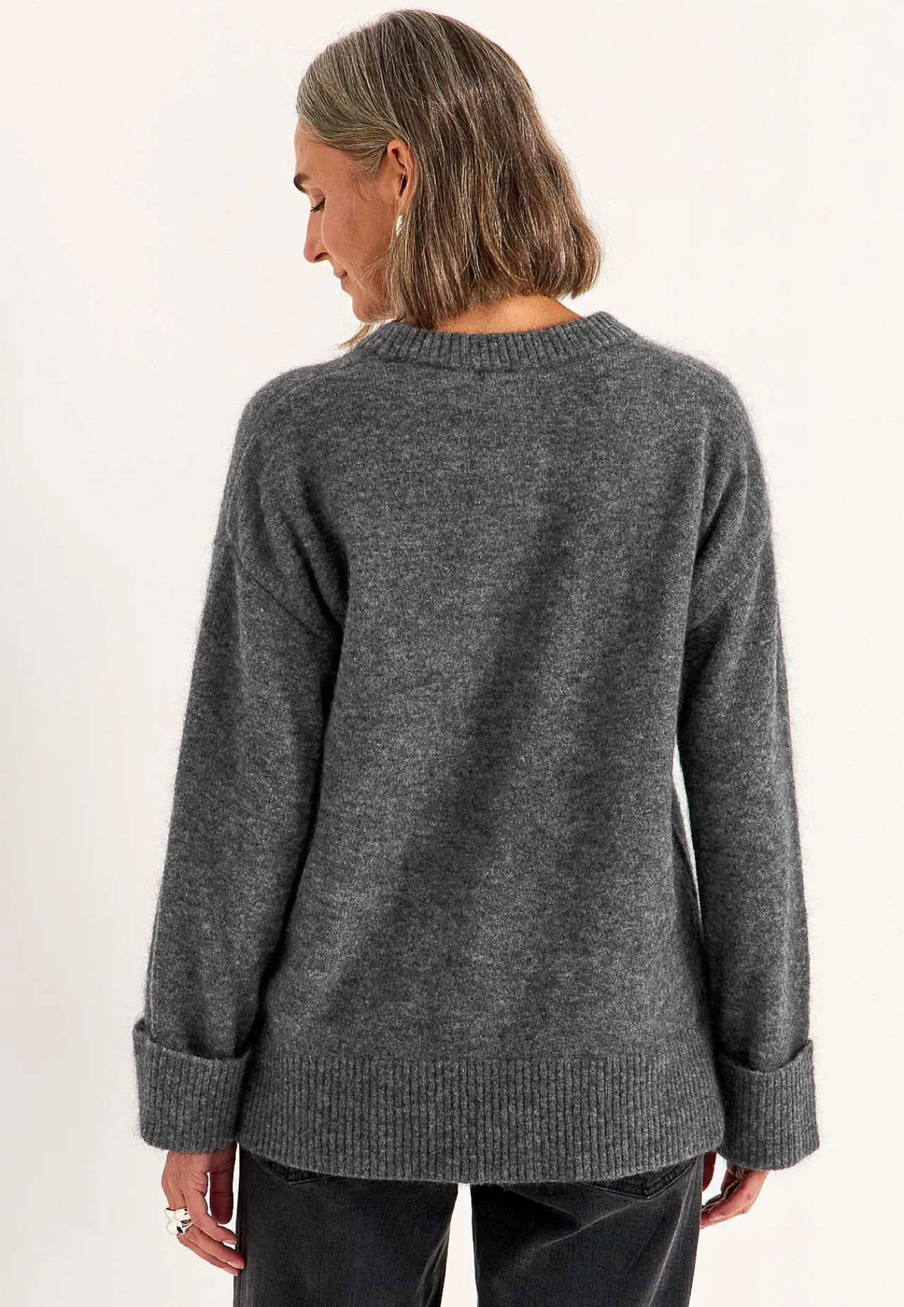 Trøjer|Striktrøjer-Cellbes of Sweden Trøje Premium i mohair- og uldblanding Mørk gråmeleret