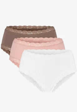 Undertøj|Flerpak Undertøj-Cellbes of Sweden Trusse med blonde og brasiliansk snit 3-pack Lys pink+nougat+hvid