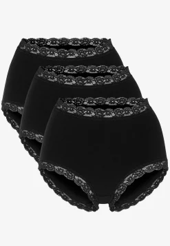 Undertøj|Flerpak Undertøj- Trusse med høj talje og blonde 3-pack Sort