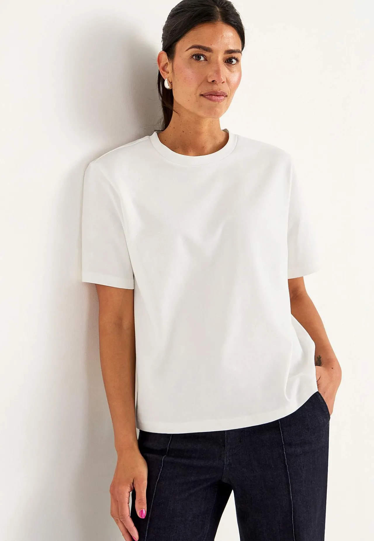 Toppe|T-Shirts-Cellbes of Sweden T-shirt i kraftig bomuldsjersey Hvid