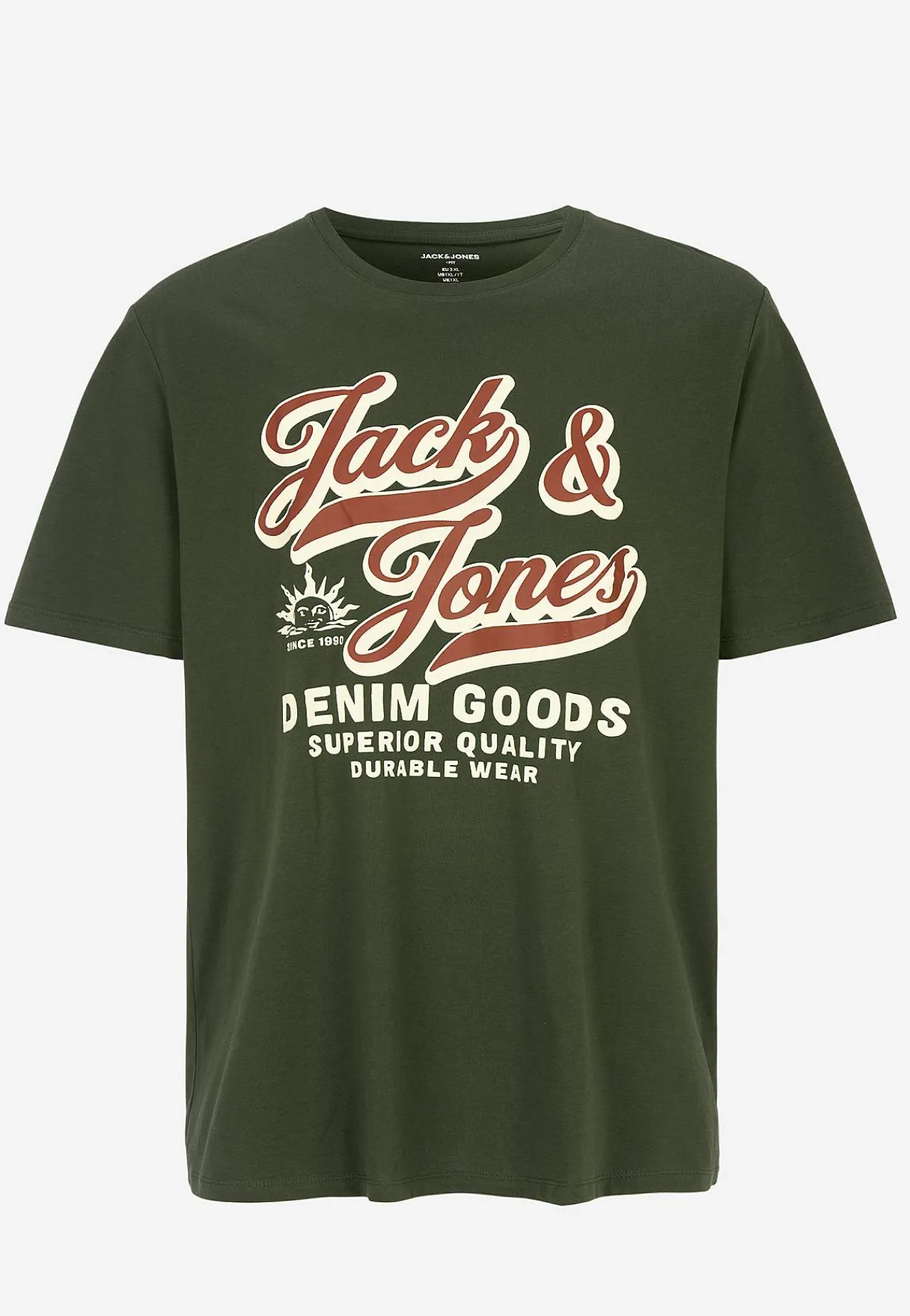 T-Shirts-JACK & JONES PLUS T-shirt med stort tryk ved fronten Mørkegrøn