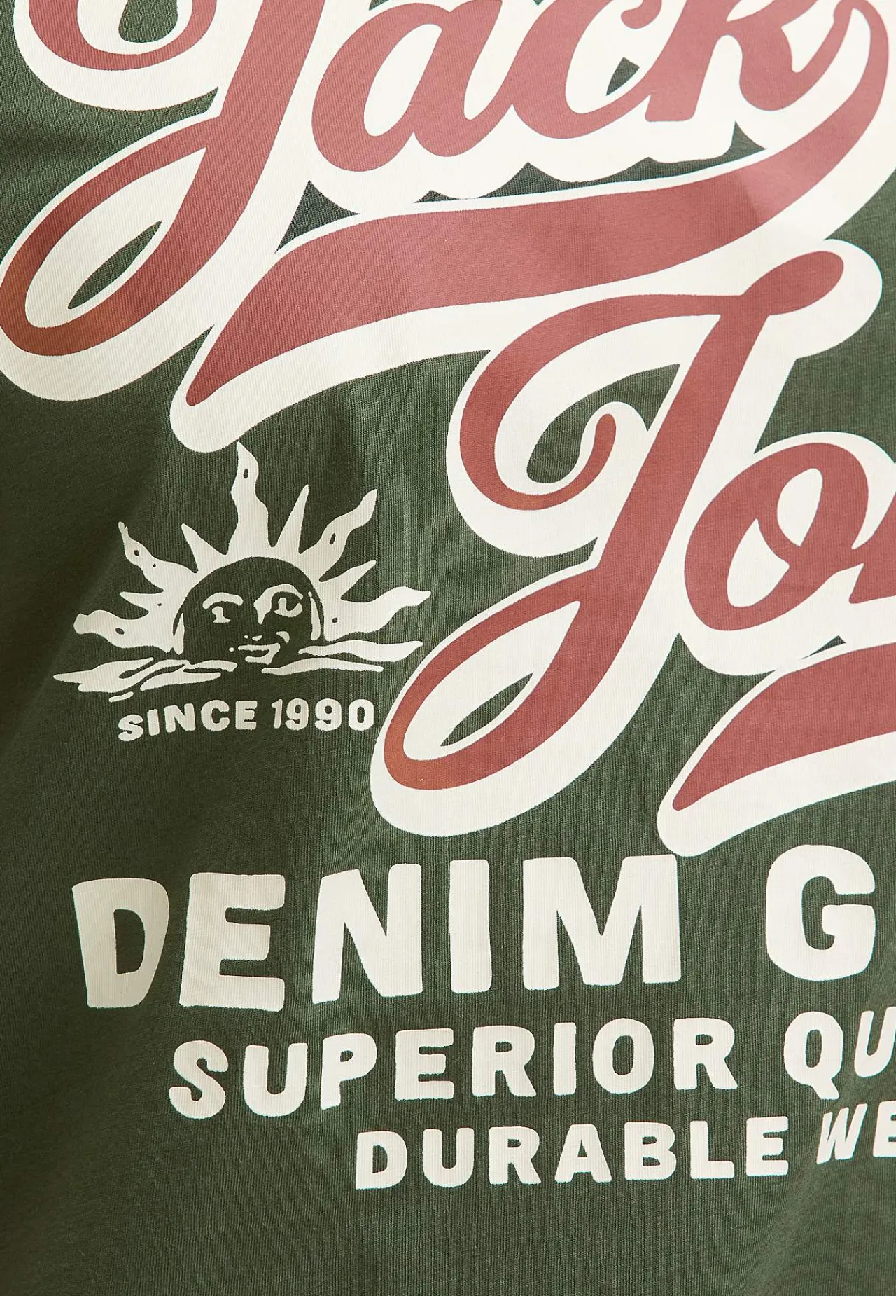 T-Shirts-JACK & JONES PLUS T-shirt med stort tryk ved fronten Mørkegrøn