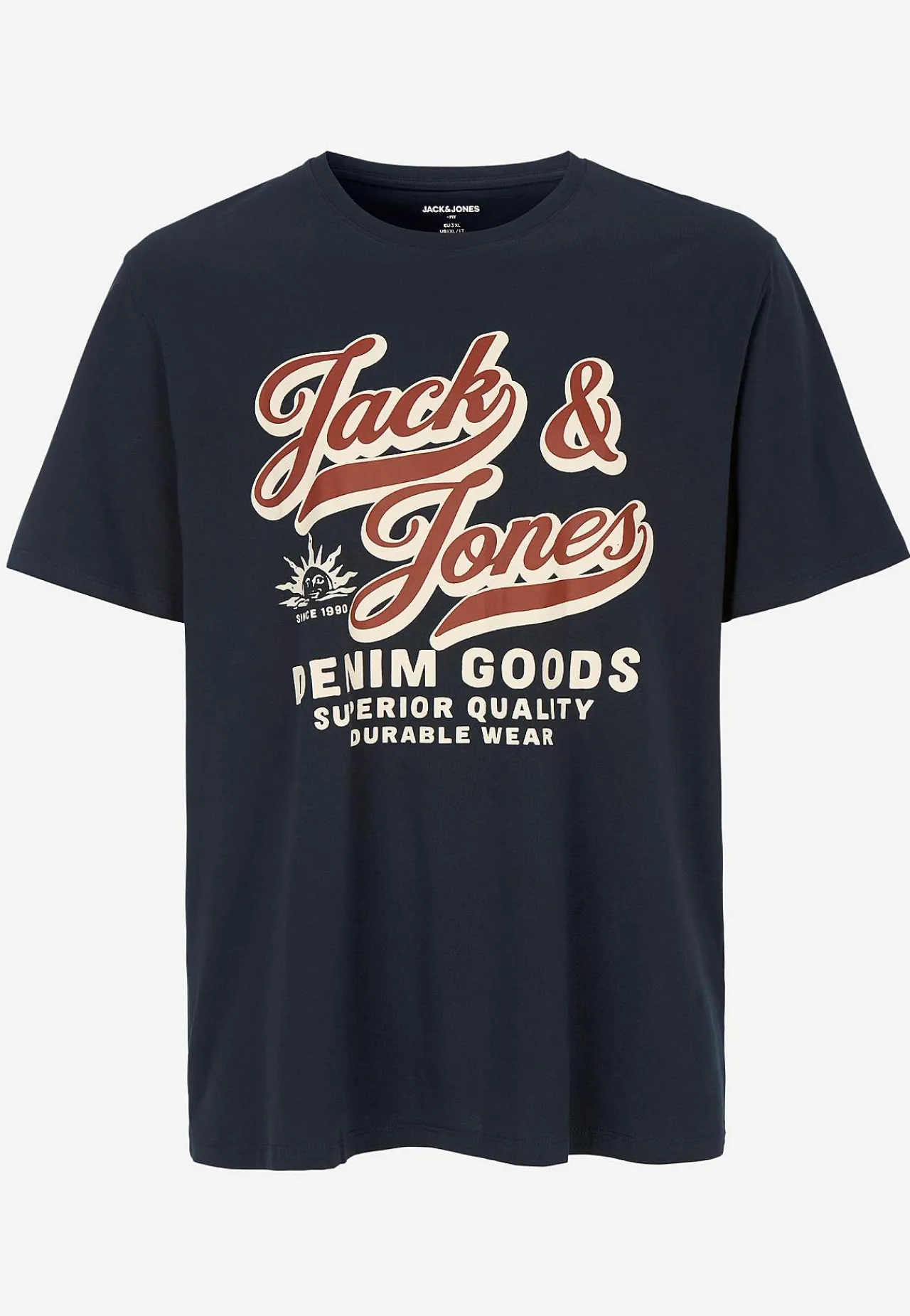 T-Shirts-JACK & JONES PLUS T-shirt med stort tryk ved fronten Marine