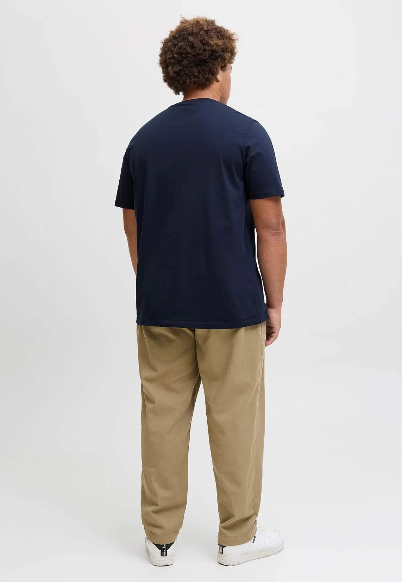 T-Shirts-JACK & JONES PLUS T-shirt med stort tryk ved fronten Marine