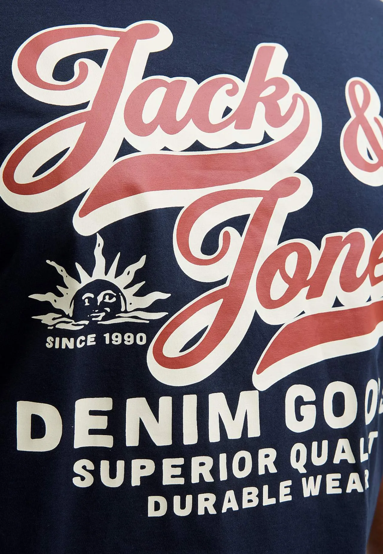 T-Shirts-JACK & JONES PLUS T-shirt med stort tryk ved fronten Marine