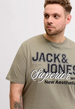 T-Shirts-JACK & JONES PLUS T-shirt med tryk Grøn