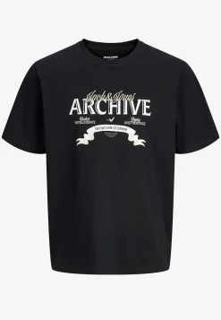 T-Shirts-JACK & JONES PLUS T-shirt med tryk Sort