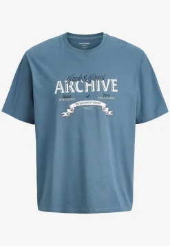 T-Shirts-JACK & JONES PLUS T-shirt med tryk Blå
