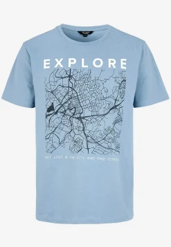 T-Shirts- T-shirt med tryk Blå