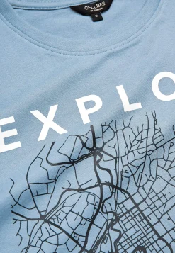 T-Shirts- T-shirt med tryk Blå