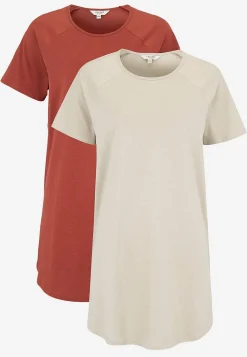 Ærmeløs Og Kortærmet|Toppe-Cellbes of Sweden Tunika i økologisk bomuld Alex 2-pack Rustrød + Beige