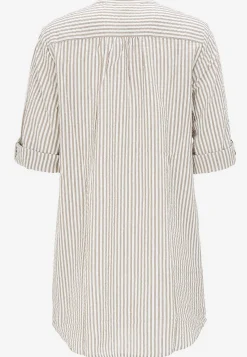 3/4 Ærmet|Skjorter- Tunika i seersucker Beige / Stribet