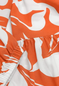 3/4 Ærmet- Tunika med 3/4 ærme Orange / Mønstret