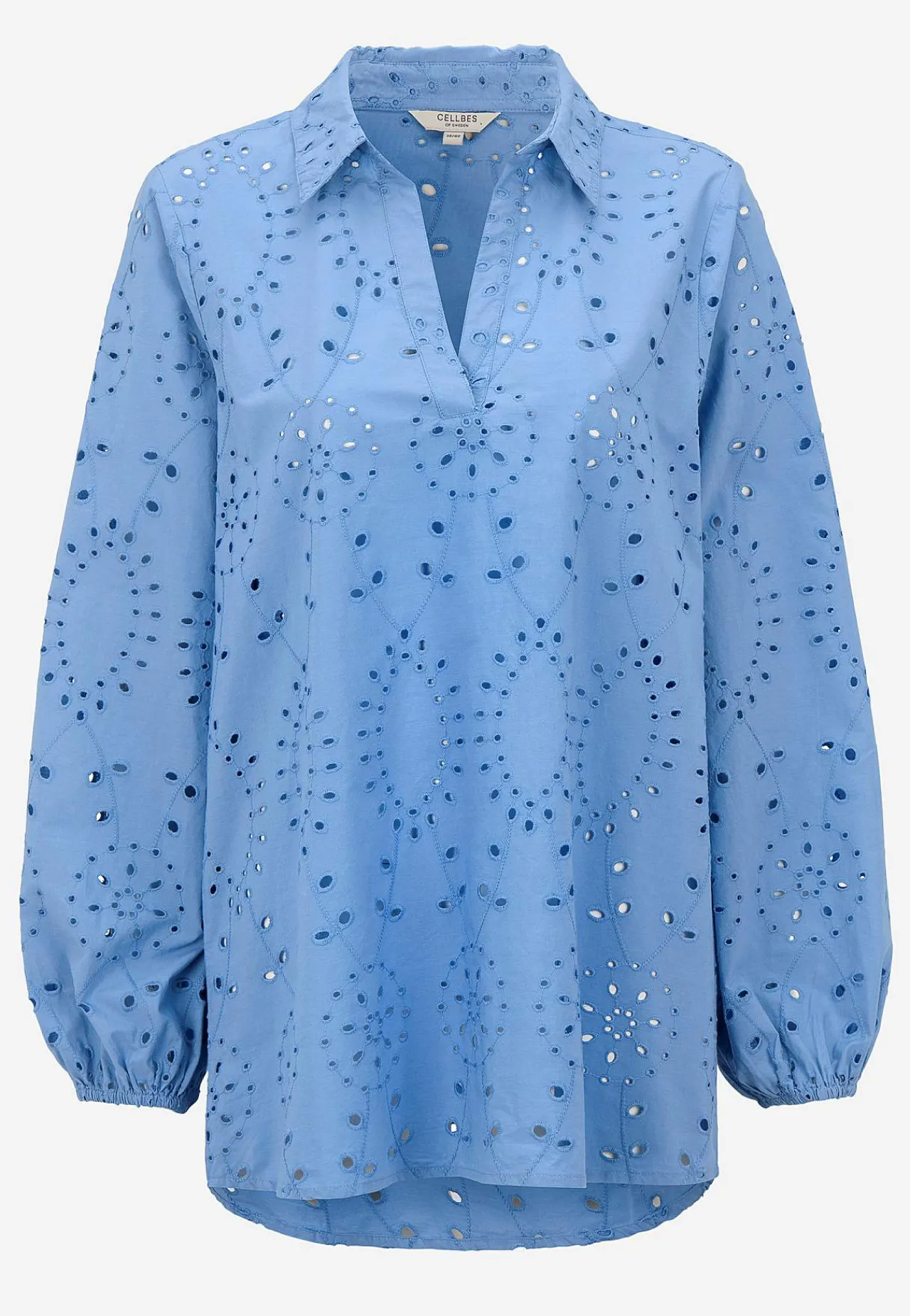Bluser|Bluser Med Pufærmer- Tunika med broderi Blå