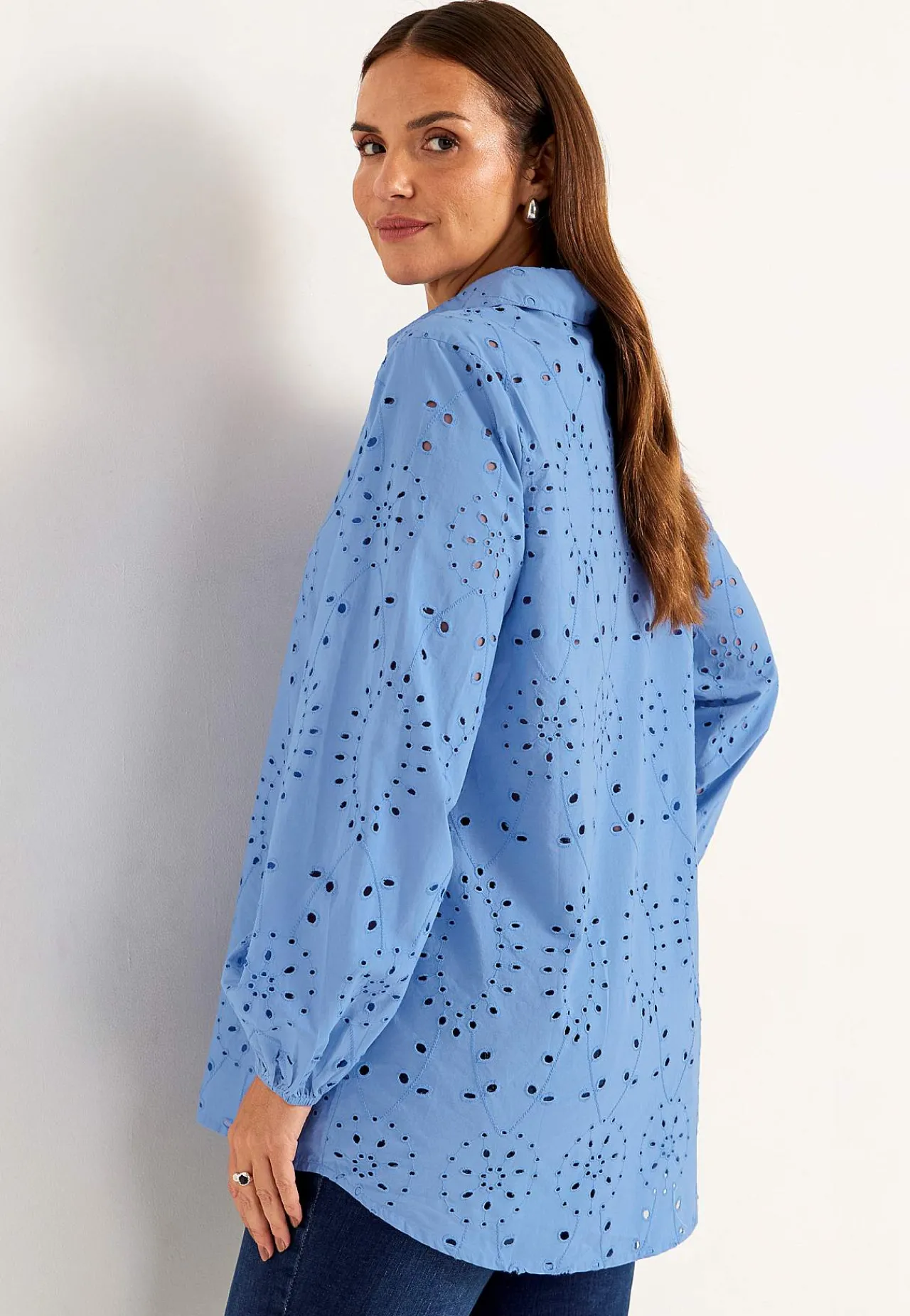 Bluser|Bluser Med Pufærmer- Tunika med broderi Blå