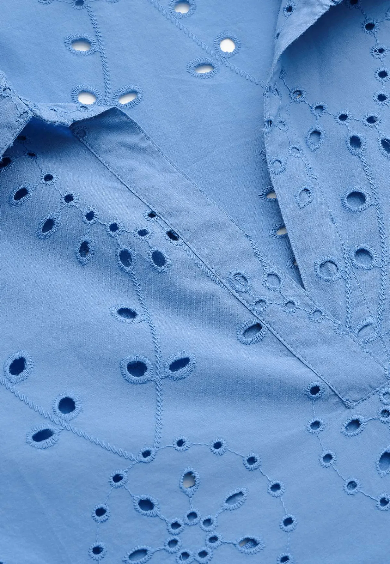 Bluser|Bluser Med Pufærmer- Tunika med broderi Blå