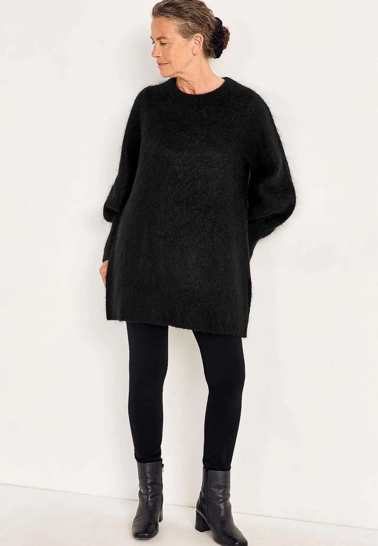 Strikkede|Tunika-Cellbes of Sweden Tunika Premium i mohair- og uldblanding Sort