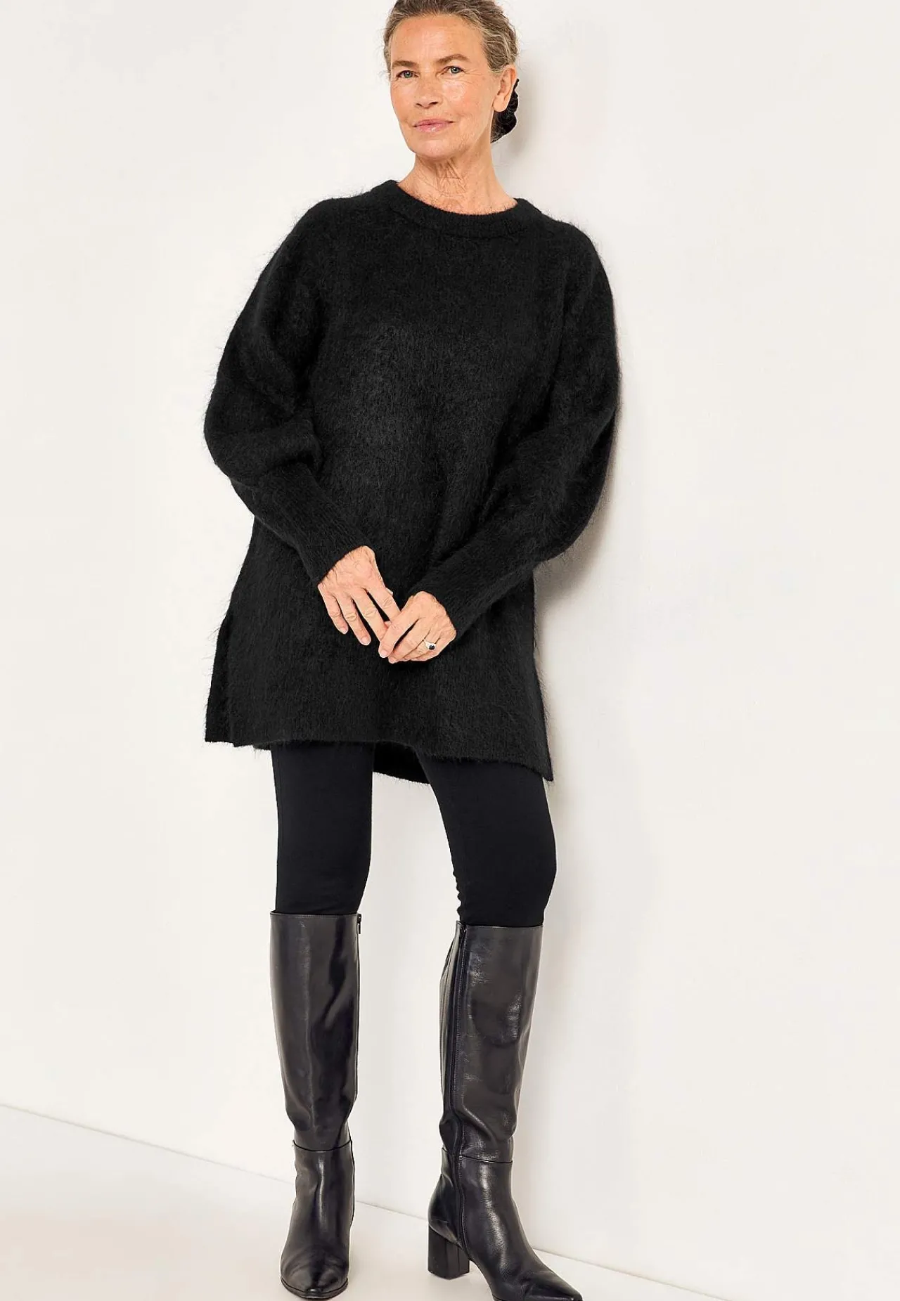 Strikkede|Tunika-Cellbes of Sweden Tunika Premium i mohair- og uldblanding Sort