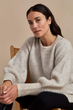 Strikkede|Tunika-Cellbes of Sweden Tunika Premium i mohair- og uldblanding Gråbeige / Meleret