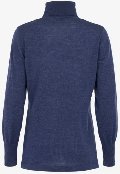Trøjer|Striktrøjer-Cellbes of Sweden Turtleneck Premium trøje i merinould Mørkeblå / Meleret