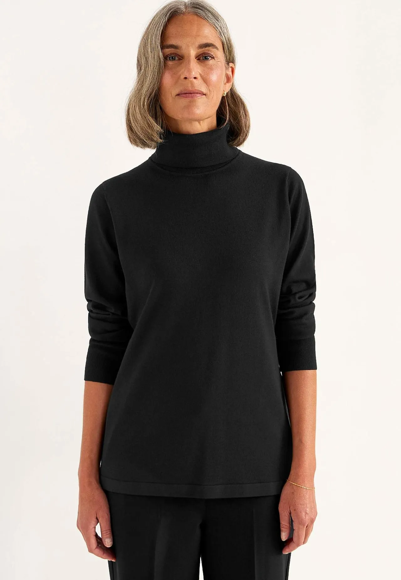 Trøjer|Striktrøjer- Turtleneck Premium trøje i merinould Sort
