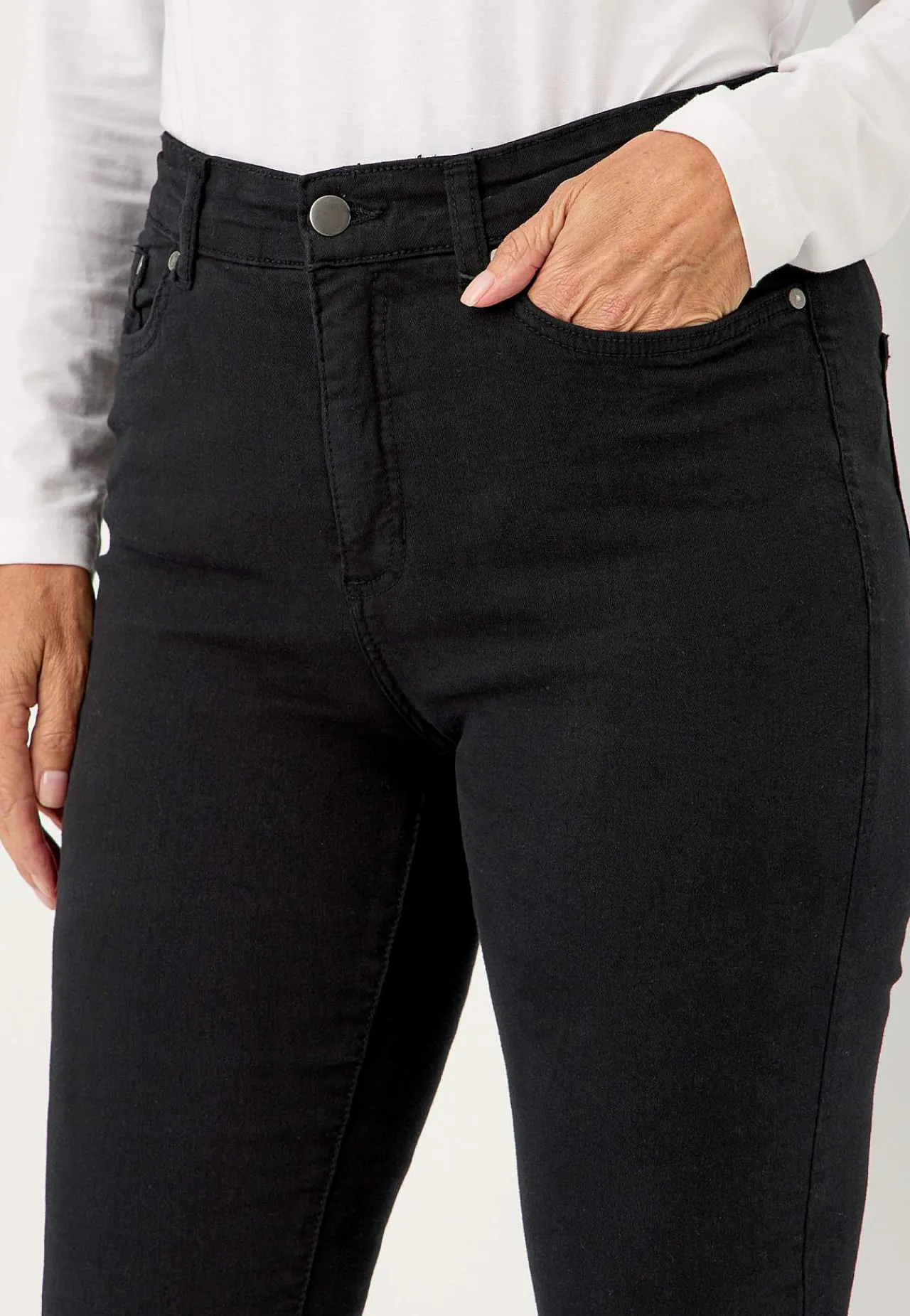 Høj Talje|Flere Længder- Twilljeans med superstræk Paris Sort