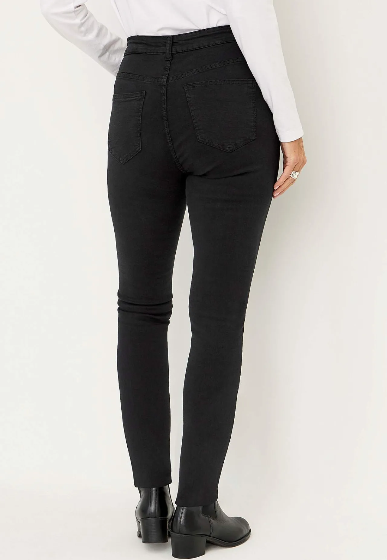 Høj Talje|Flere Længder- Twilljeans med superstræk Paris Sort