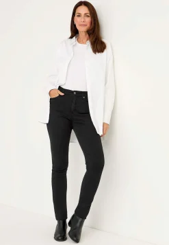 Høj Talje|Flere Længder- Twilljeans med superstræk Paris Sort