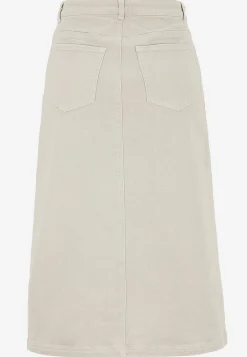 Nederdele|Matchende Sæt- Twillkjole med slids Lys beige