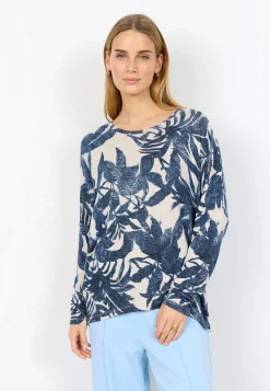 Toppe-Soyaconcept Ultrablød, mønstret jerseytop Blå / Mønstret