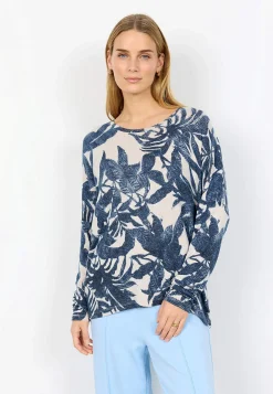 Toppe-Soyaconcept Ultrablød, mønstret jerseytop Blå / Mønstret