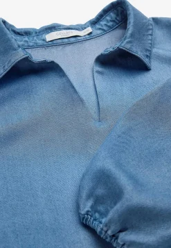 Maxikjoler|Denimkjoler-Cellbes of Sweden Ultrablød Premium cowboykjole med krave Mellemblå Denim