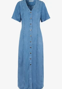 Maxikjoler|Denimkjoler-Cellbes of Sweden Ultrablød Premium cowboykjole med knapper Mellemblå Denim