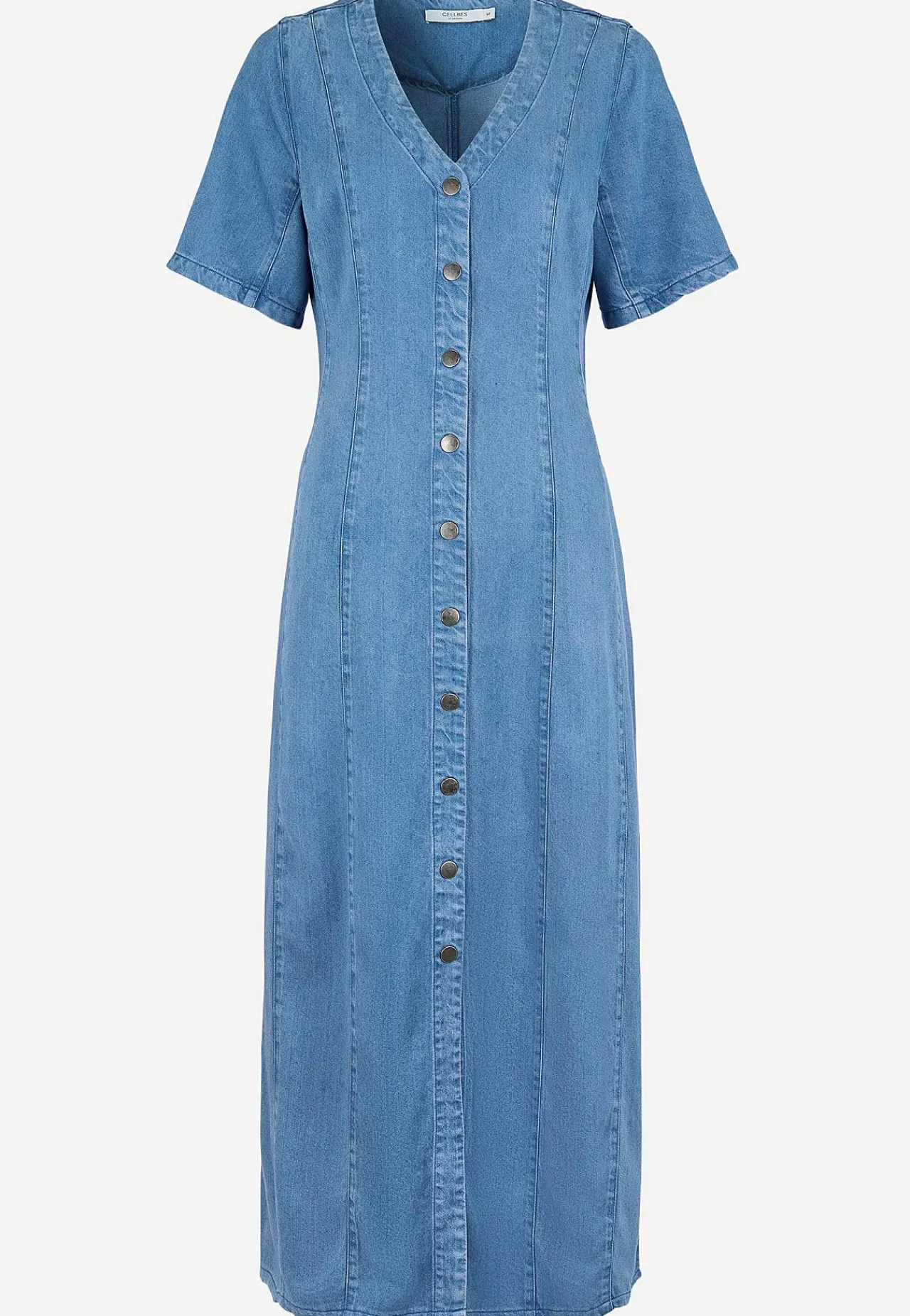 Maxikjoler|Denimkjoler-Cellbes of Sweden Ultrablød Premium cowboykjole med knapper Mellemblå Denim
