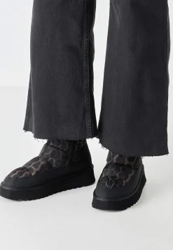 Boots|Vintersko- Varmt foret vinterstøvle med leopardprint Sort / Leopard