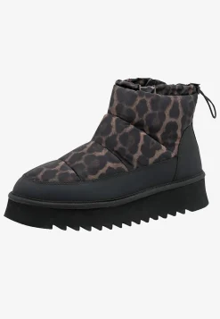 Boots|Vintersko- Varmt foret vinterstøvle med leopardprint Sort / Leopard