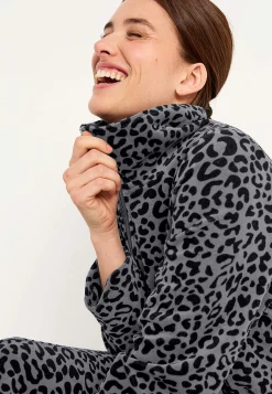 Undertøj|Nat- Og Hyggetøj- Velour, lang morgenkåbe Wilma Leopard