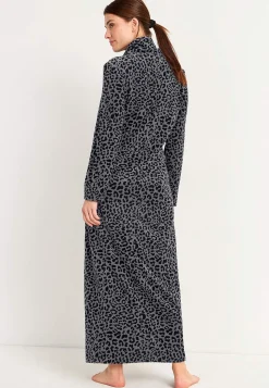 Undertøj|Nat- Og Hyggetøj- Velour, lang morgenkåbe Wilma Leopard