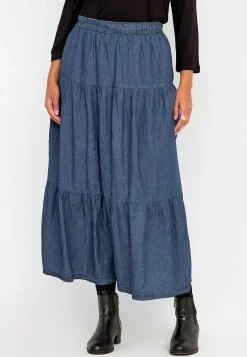 Nederdele|Denimnederdele- Volantnederdel i denim Blå denim