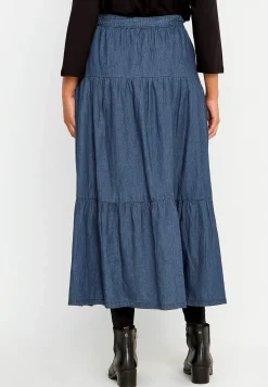 Nederdele|Denimnederdele- Volantnederdel i denim Blå denim