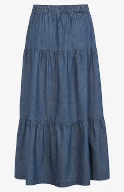Nederdele|Denimnederdele- Volantnederdel i denim Blå denim