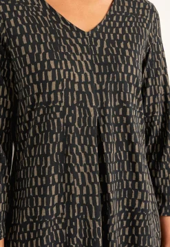 Korte Kjoler-Cellbes of Sweden V-udskåret jerseykjole Sort/Nougat/Mønstret