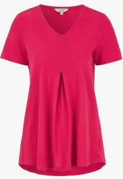 Toppe|T-Shirts-Cellbes of Sweden V-udskåret jerseytop Mørk rosa