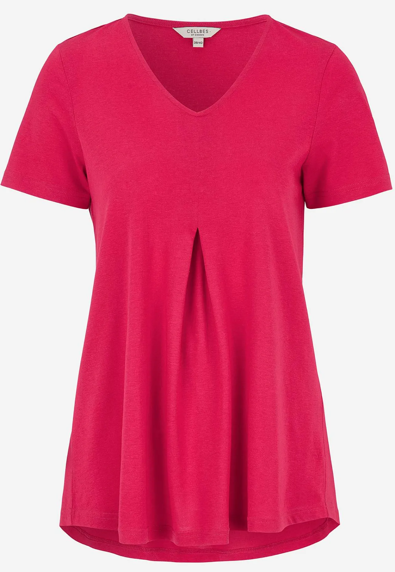 Toppe|T-Shirts-Cellbes of Sweden V-udskåret jerseytop Mørk rosa