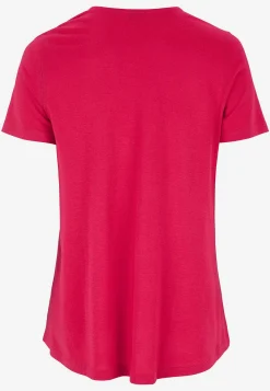 Toppe|T-Shirts-Cellbes of Sweden V-udskåret jerseytop Mørk rosa