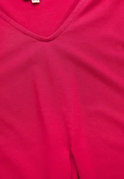Toppe|T-Shirts-Cellbes of Sweden V-udskåret jerseytop Mørk rosa