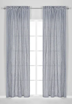 Gardinlængder|Flerpak-Cellbes of Sweden Vævede, stribede panelgardiner 2-pack Marine / Hvid / Stribet