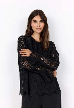 Bluser-Soyaconcept Vævet blondebluse Sort