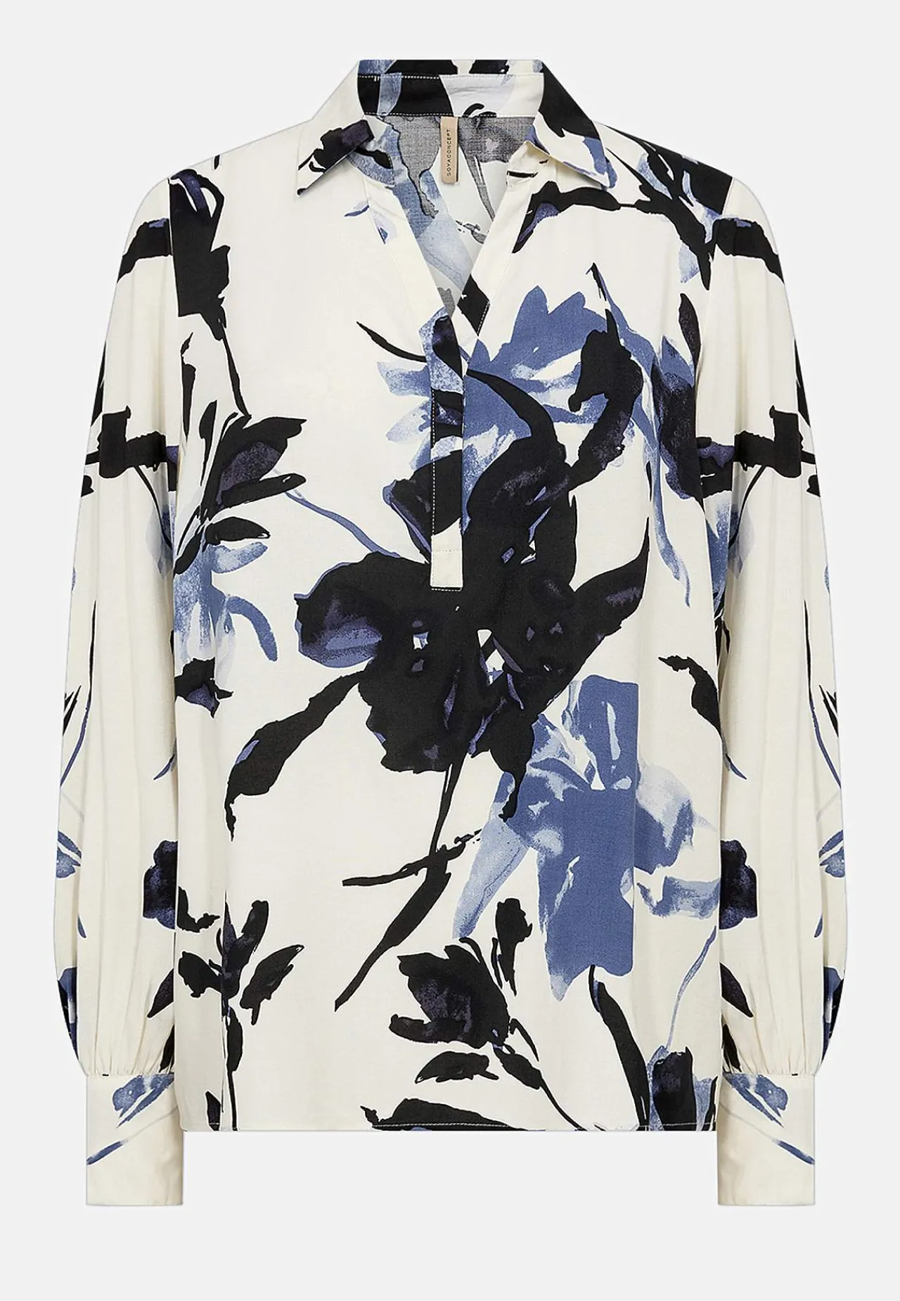 Bluser- Vævet bluse med printet blomstermønster Offwhite / Blå / Mønstret
