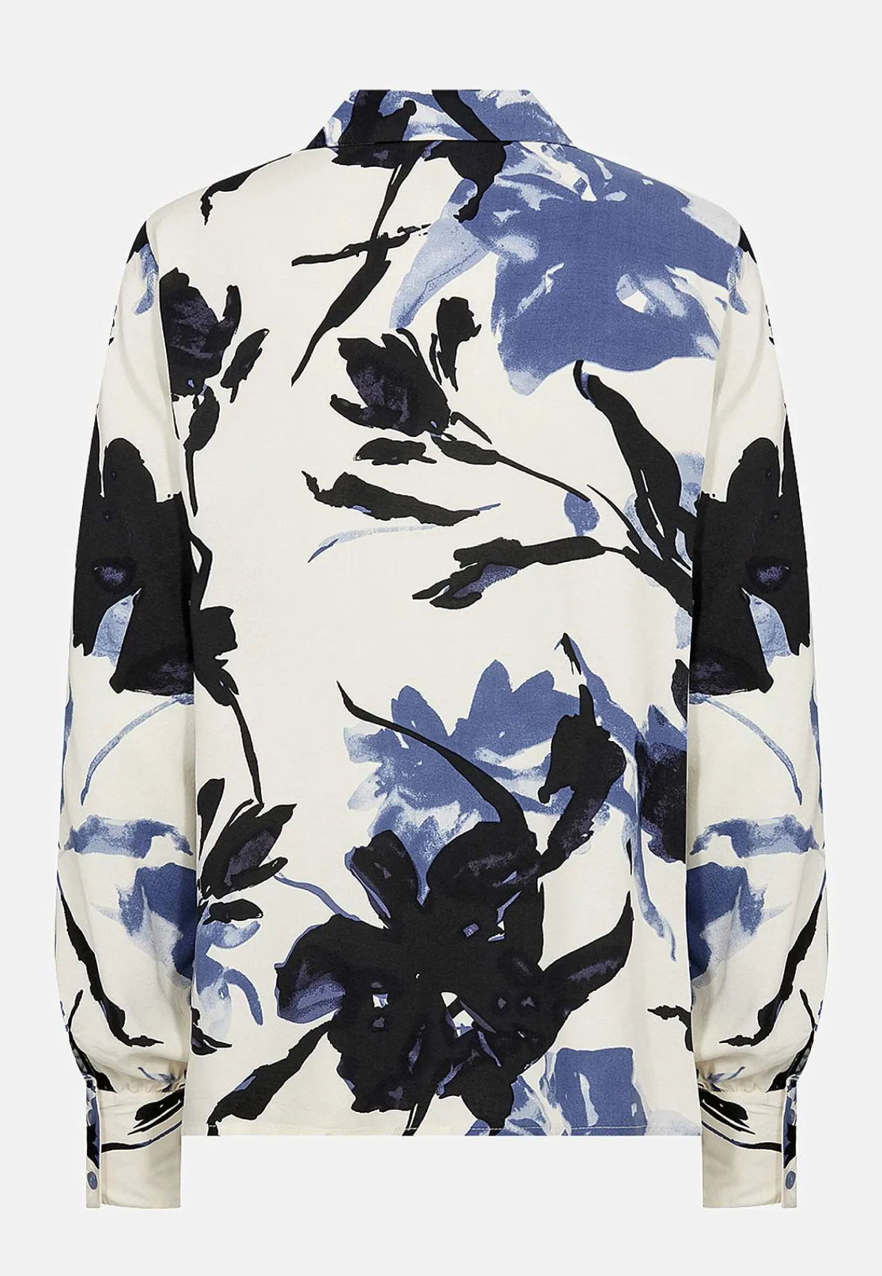 Bluser- Vævet bluse med printet blomstermønster Offwhite / Blå / Mønstret